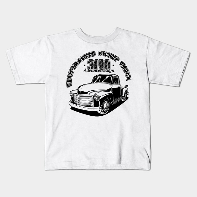 3100 Pickup Truck - Black Print Kids T-Shirt by WINdesign